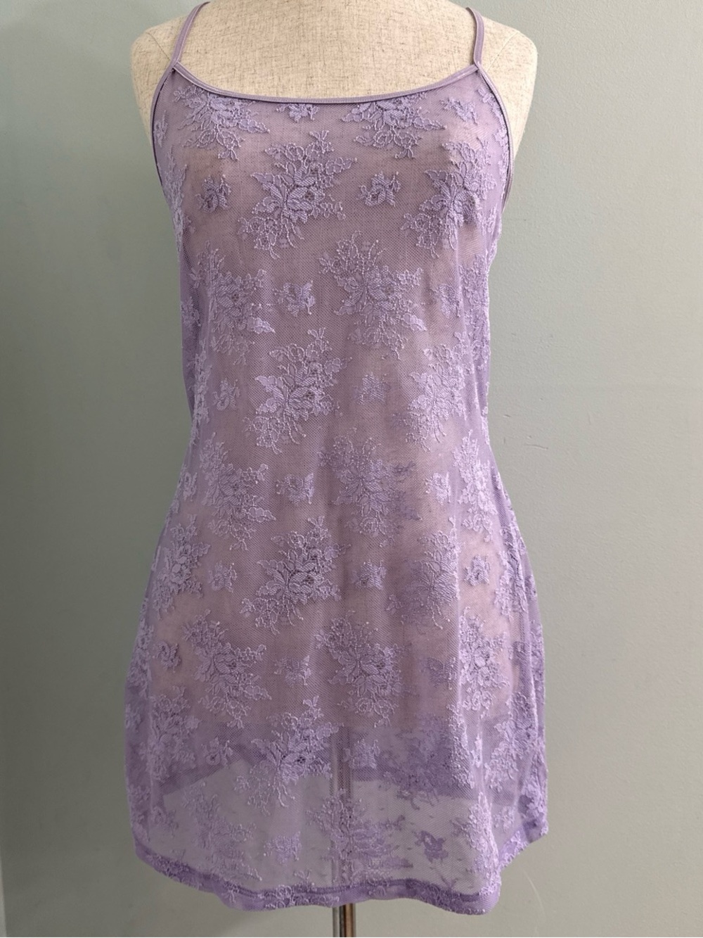 Victorias Secret Ice Lavender Lace Babydoll Chemise Dress M